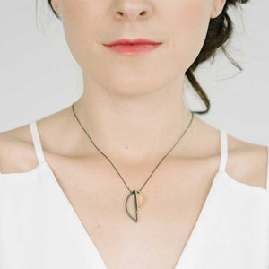 Demi Selene Necklace in Oxidized Silver and Yellow Gold