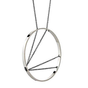 Arc Necklace in Sterling Silver and Oxidized Silver Chain