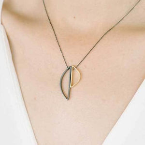Demi Selene Necklace in Oxidized Silver and Yellow Gold