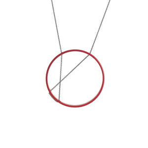 C H R O M A - Inner Circle Necklace in Red with Oxidized Chain