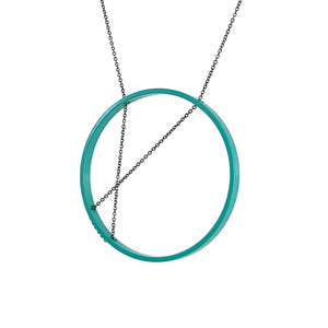 C H R O M A - Inner Circle Necklace in Teal with Oxidized Chain