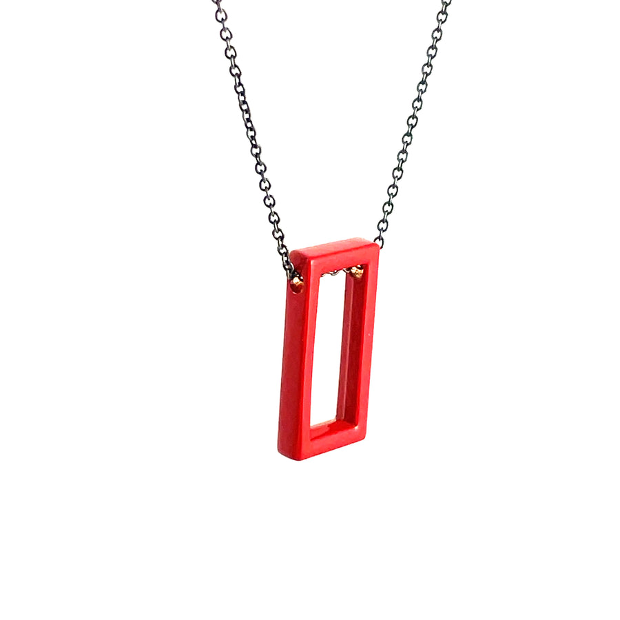 C H R O M A - Jinda Necklace in Red with Oxidized Chain