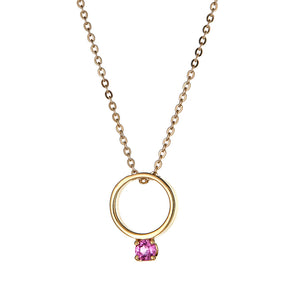 Looking Glass Necklace in Yellow Gold with Pink Tourmaline