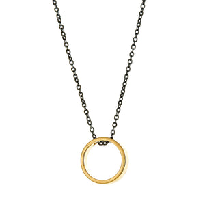 Looking Glass Necklace in Gold with Oxidized Chain