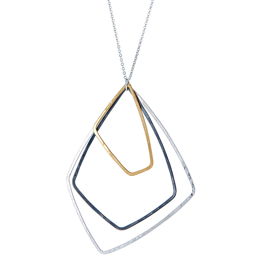 Oblik Necklace in Oxidized, Silver and Gold