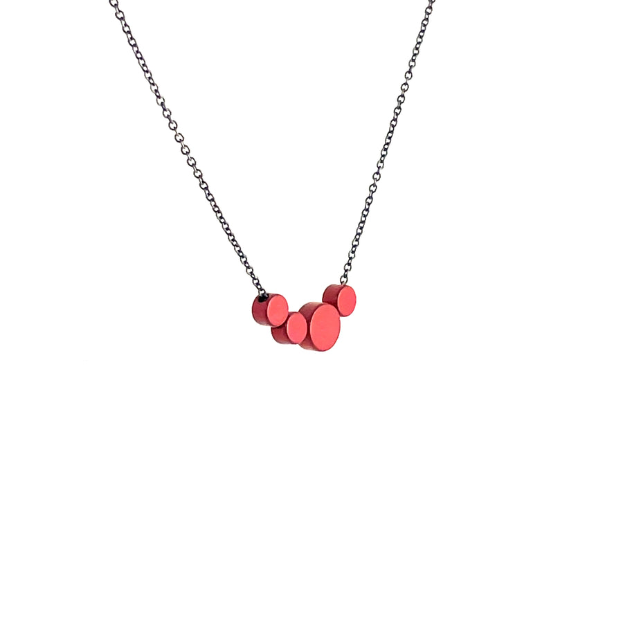 C H R O M A - Polka Dot Necklace in Red with Oxidized Chain