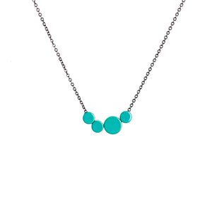 C H R O M A - Polka Dot Necklace in Teal with Oxidized Chain
