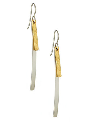 Duoline Earrings in Sterling Silver and Yellow Gold