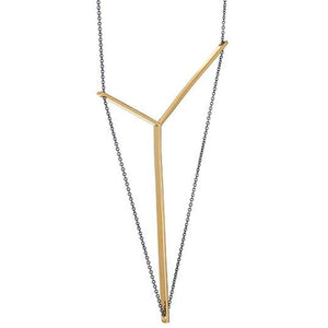 Victoria Necklace ~ Gold Pendant with Oxidized Chain