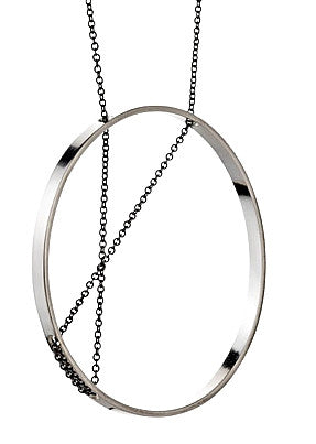 Inner Circle Necklace in Sterling Silver and Oxidized Silver Chain