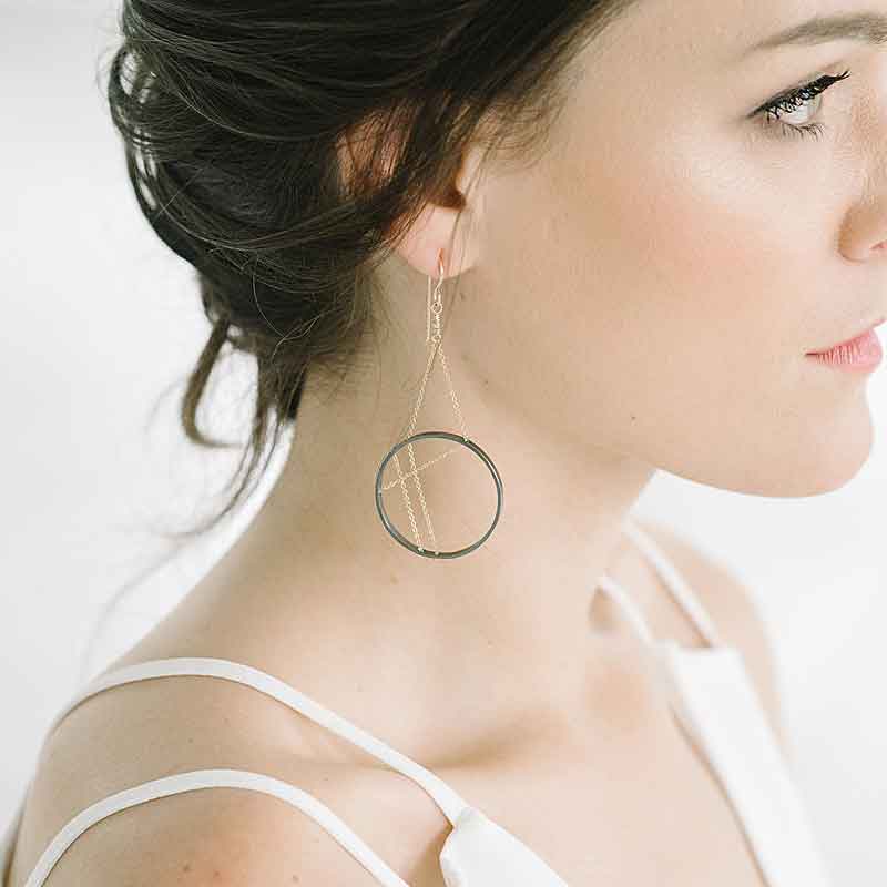 Vitruvia Earrings in Oxidized Silver and Gold