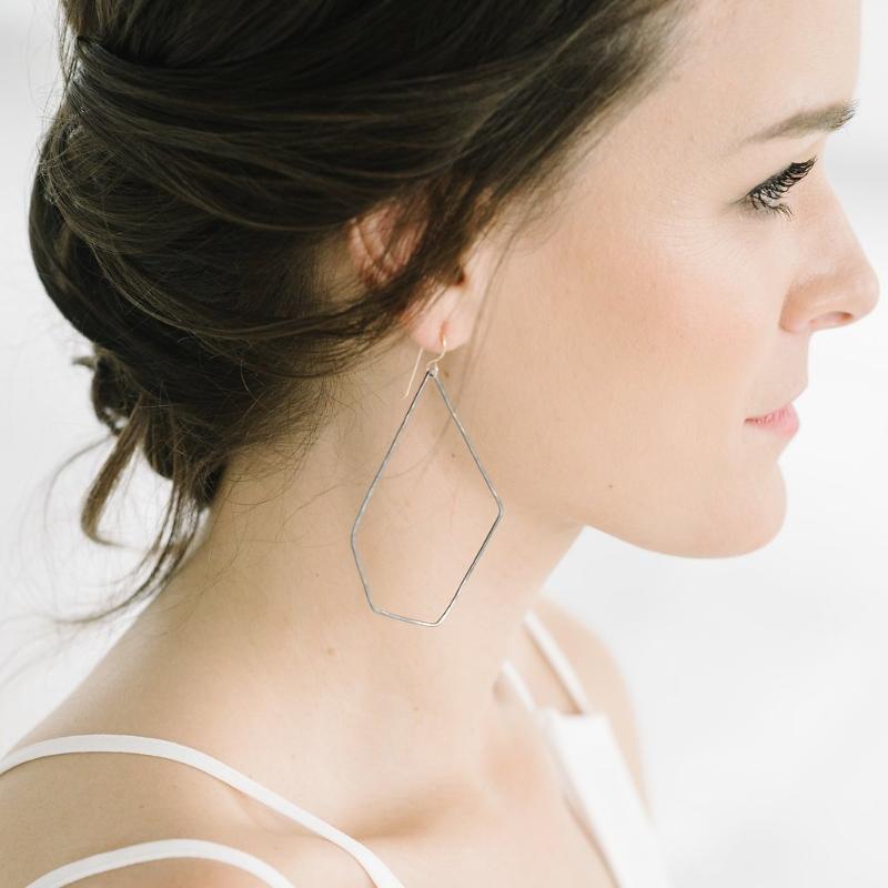HEX Hoops in Oxidized Silver