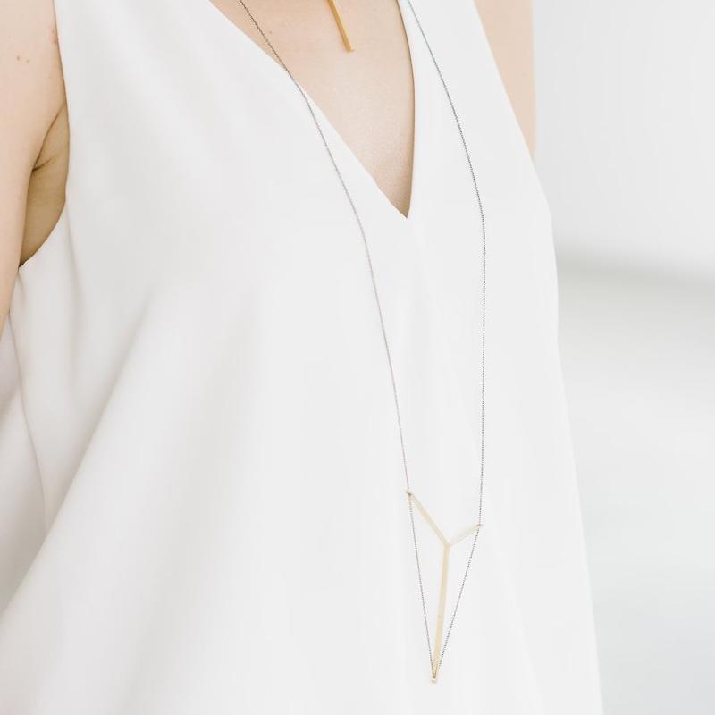 Victoria Necklace ~ Gold Pendant with Oxidized Chain