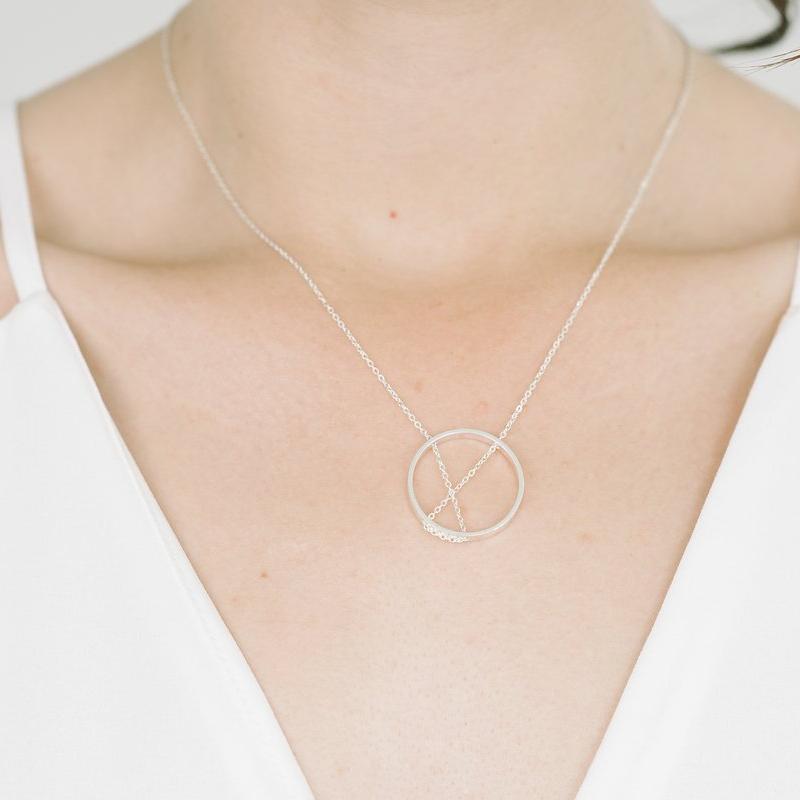 Inner Circle Necklace in Oxidized Silver and Gold