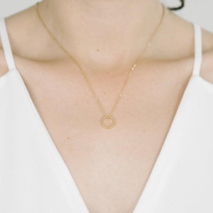 Looking Glass Necklace in Gold with Oxidized Chain