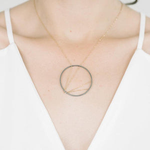 Arc Necklace in Sterling Silver and Oxidized Silver Chain
