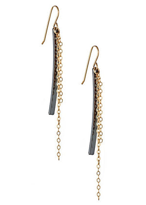 Cascade Earrings in Oxidized Silver and Gold