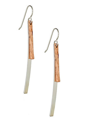 Duoline Earrings in Sterling Silver and Rose Gold
